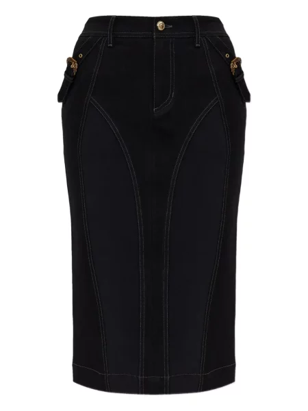 Fustă din denim Versace Jeans Couture cu cataramă negru