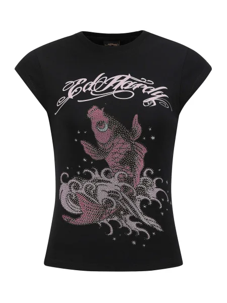 Ed Hardy Tricou Koi Fisch Steinen mai multe culori negru