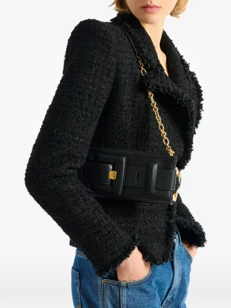 Geantă plic Balmain din piele negru