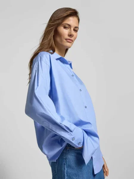 Koszula z popeliny o kroju oversize Style Icon Collection błękitna