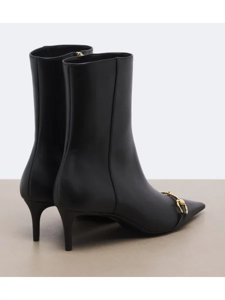 Кожени боти до глезена Gucci черно