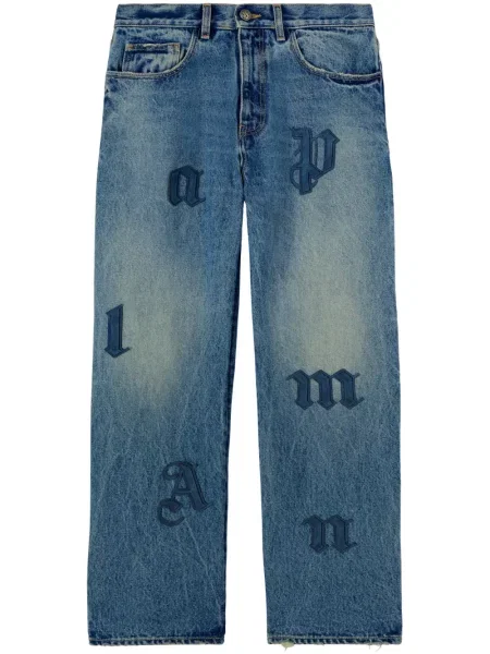 Blugi drepți Palm Angels cu autograf albastru