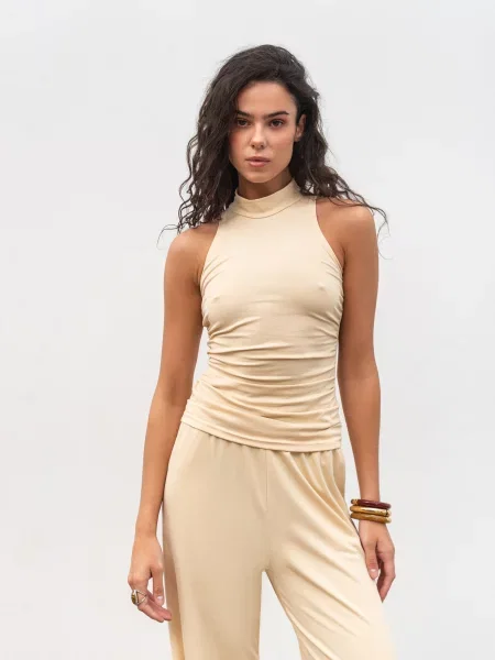 Майка Romashka Драпі віскоза/нейлон жовтий