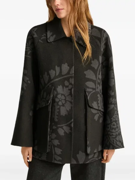 Reversibil palton Momoni din jacard gri