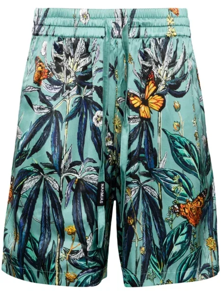 Pantaloni scurți Nahmias de mătase verde