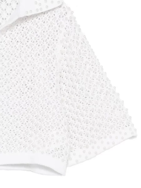 Top Giuseppe Di Morabito cu perle tricotate alb