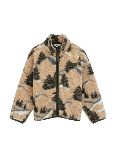 WE Fashion Jachetă fleece bej / safir / verde pin alb