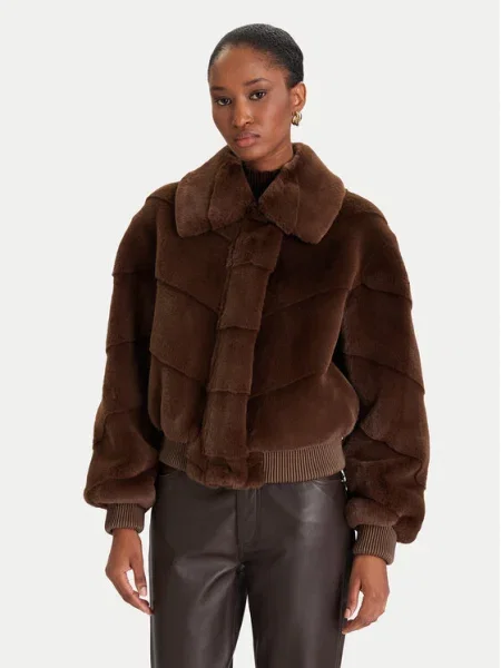 Palton de blană Marciano Guess maro