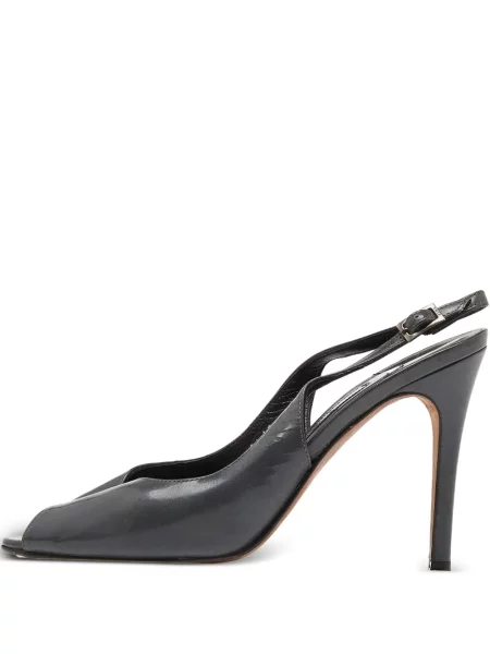 Sandale Gina din piele de lac slingback gri