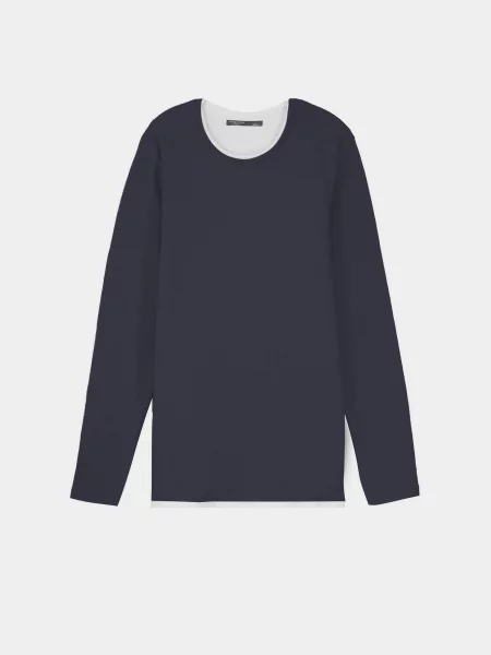 Piazza Italia Лонгслів Темно-синій Бавовна/поліестер синій