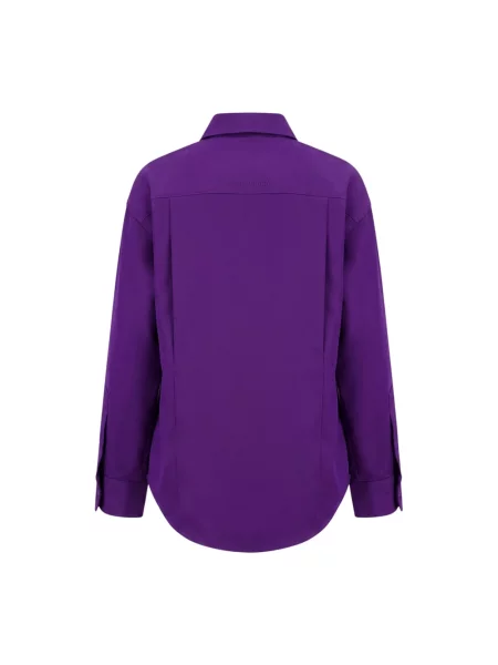 Lniana koszula Balenciaga fioletowa