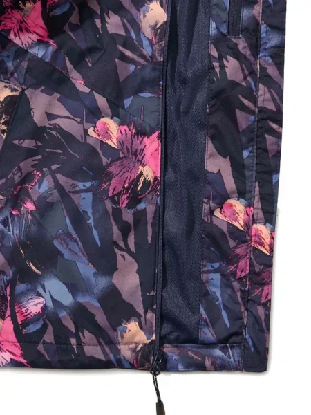 Geacă Columbia cu model floral cu glugă cu imagine albastru