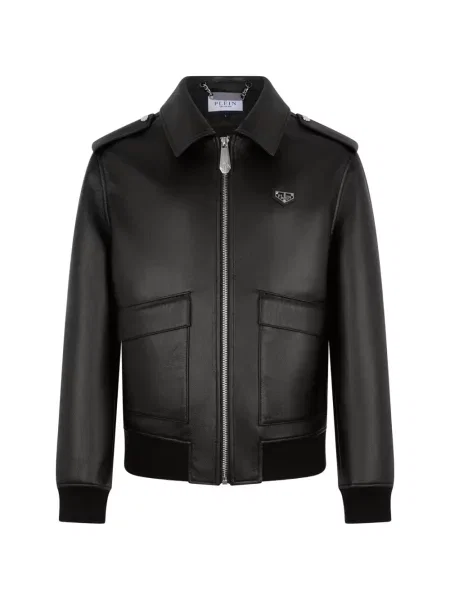 Geanta de piele Philipp Plein negru