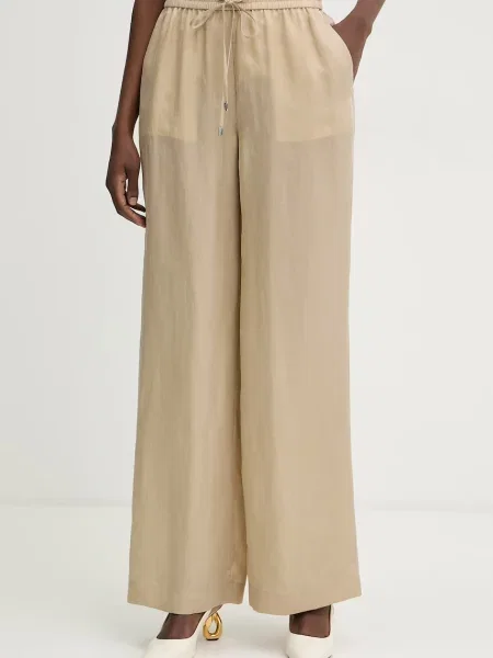 BOSS pantaloni palazzo de femei cu lyocell bej