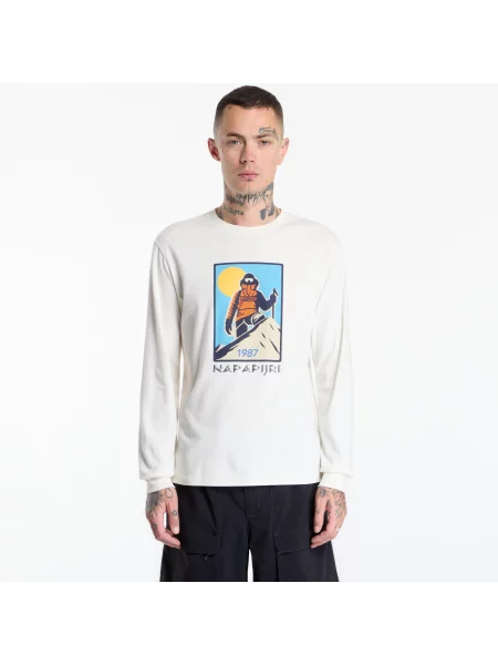 Tricou Napapijri S-Tee Long-Sleeve White Whisper L alb