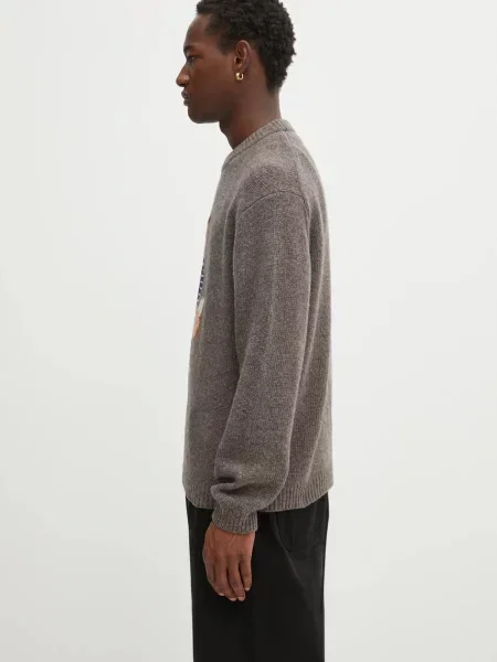 Sweter Maison Kitsune wełniany brązowy