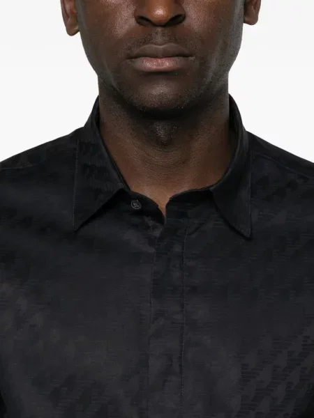Jacquard košulja Emporio Armani s autogramom plava