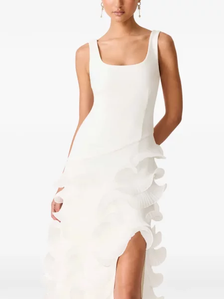 Rochie maxi Elliatt cu volane alb