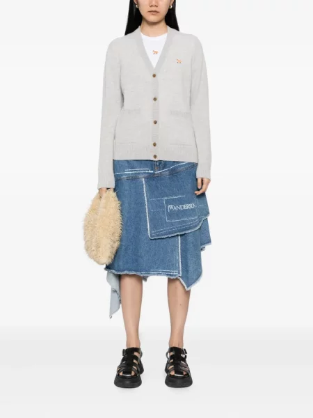 Kardigan Maison Kitsuné s V-izrezom siva