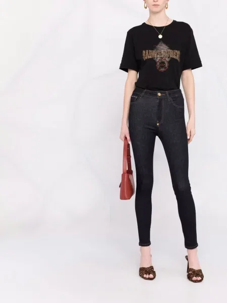 Liesas kelnės Philipp Plein su aplikacija mėlyna