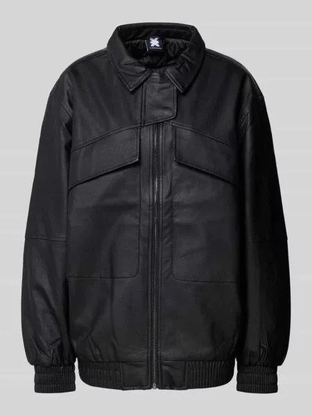 Kurtka o kroju oversized z imitacji skóry Karo Kauer czarna