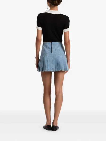 Mały spódnica jeansowa Alice + Olivia plisowana niebieska