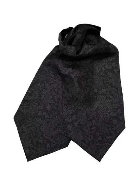 Cravată Elizabetta de mătase cu model floral negru