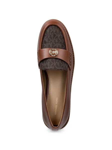 Papuci Michael Michael Kors cu imagine cu bretele din piele de căprioară maro