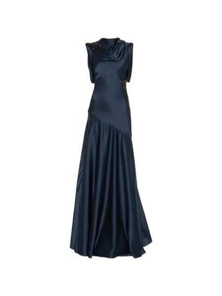 Rochie Erdem din satin drapată albastru