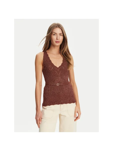 TWINSET Felső Slim Fit barna