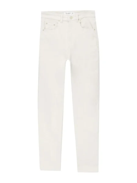 Pull&Bear Pantaloni MOM COMFORT PANA ecru