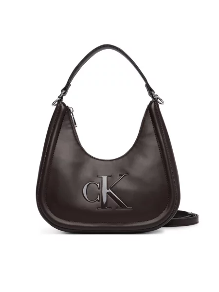 Calvin Klein Torebka Bold Ck Small Crescent Bag ciemny brązowy