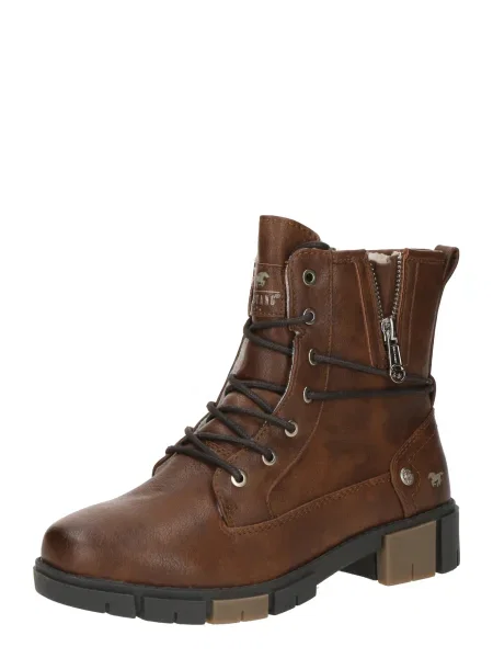 MUSTANG Šněrovací kozačky hnědá
