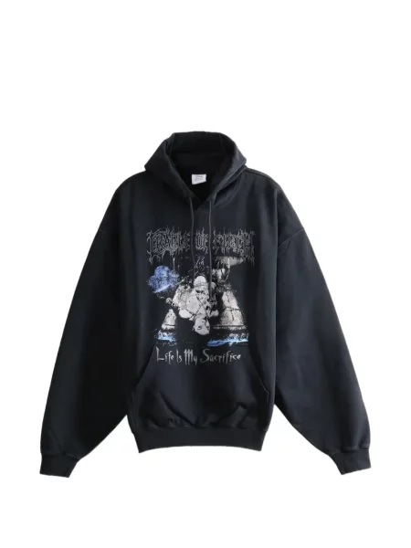 Hanorac cu glugă Vetements cu imagine cu cordon negru
