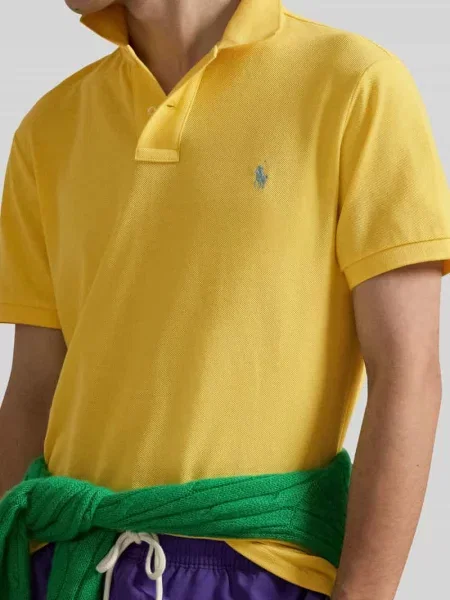Koszulka polo z czystej bawełny o kroju slim fit Polo Ralph Lauren żółta