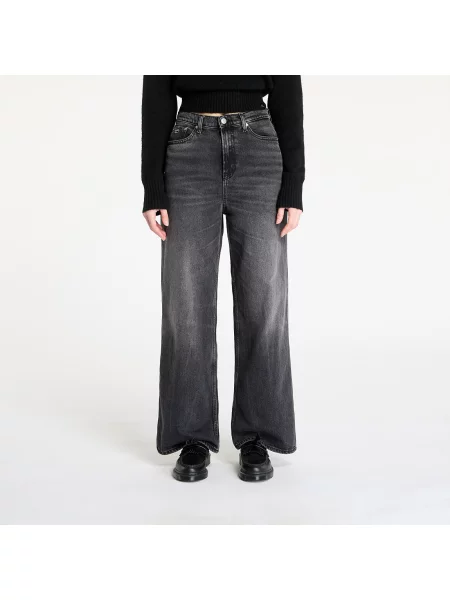 Панталони Tommy Jeans Claire High Rise Wide Jeans Denim Black сиво