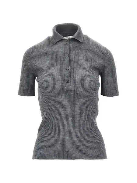 Scurt tricou polo Fendi gri