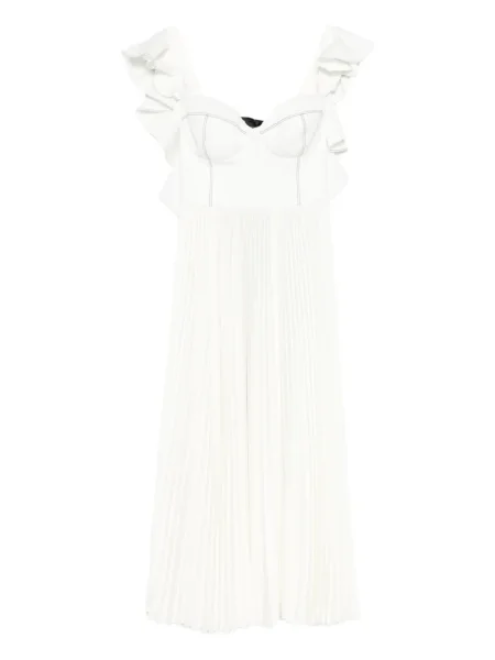 Sukienka midi Parlor z falbankami plisowana do kolan biała