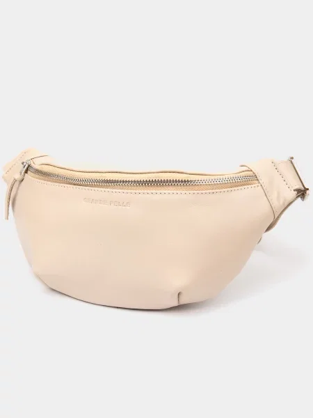 Кожаная поясная сумка Grande Pelle бежевая