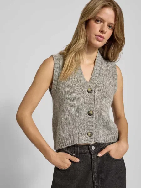 Kamizelka Marc O'polo Denim wełniana z dekoltem w serek szara