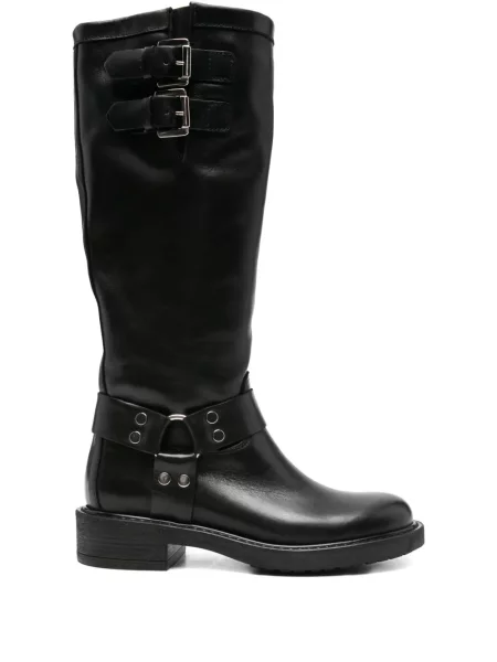 Botine Metisse din piele cu cataramă negru