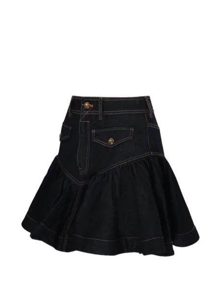 Fustă din denim Zimmermann cu volane albastru