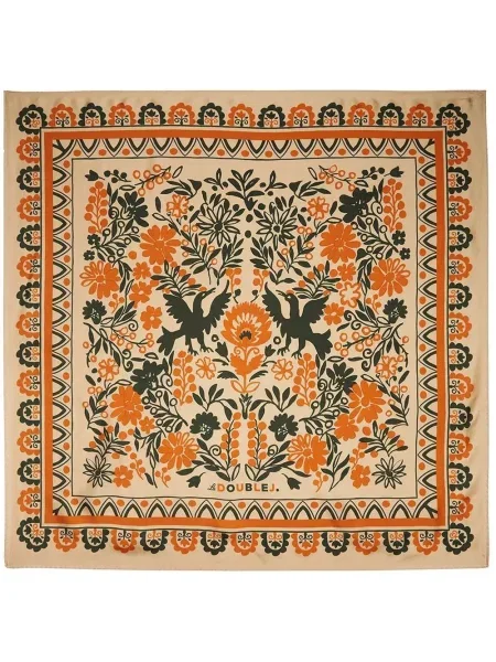 Fular La Doublej cu imagine în carouri tricotate albastru