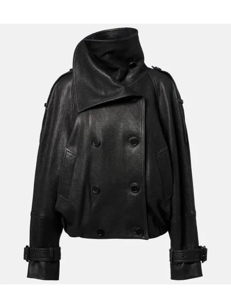 Geanta de piele Acne Studios cu două rânduri de nasturi negru