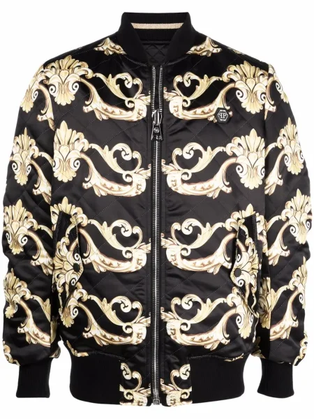 Geacă bomber Philipp Plein cu imagine matlasat negru
