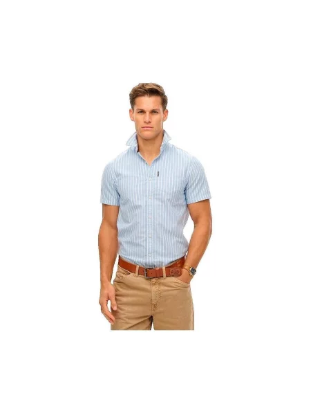 Cămașă Superdry din țesătură twill albastru