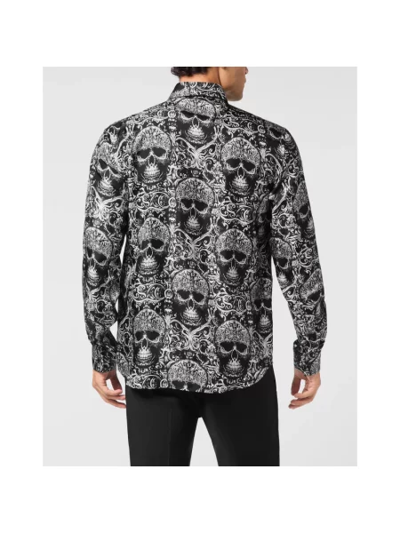 Jedwabna koszula Philipp Plein z nadrukiem czarna