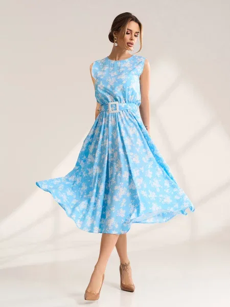 Сукня міді ISSA Plus комбінований верх блакитний