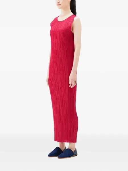 Макси рокля Pleats Please Issey Miyake без ръкави червено