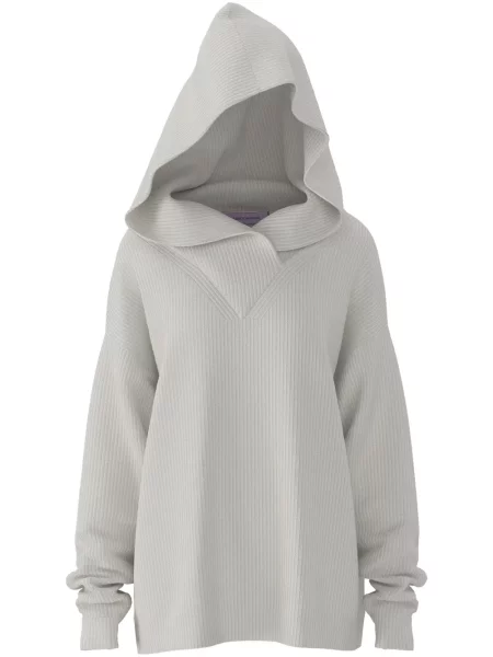 Dzianinowy sweter Margherita Maccapani z kapturem biały